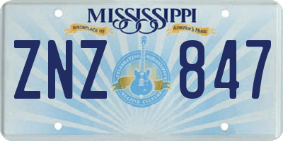 MS license plate ZNZ847