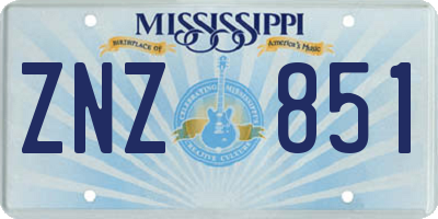 MS license plate ZNZ851