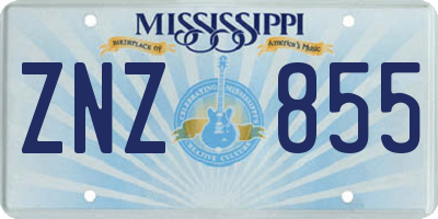 MS license plate ZNZ855