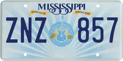 MS license plate ZNZ857