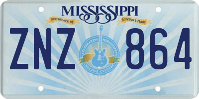 MS license plate ZNZ864