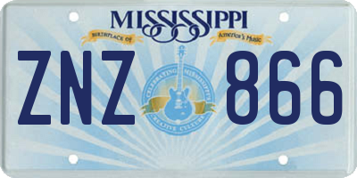 MS license plate ZNZ866