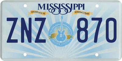 MS license plate ZNZ870