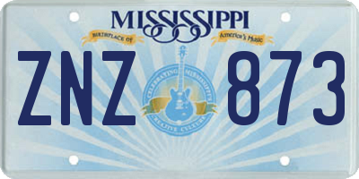MS license plate ZNZ873
