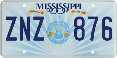 MS license plate ZNZ876