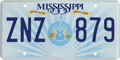 MS license plate ZNZ879