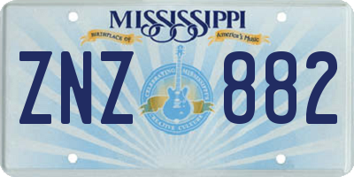 MS license plate ZNZ882