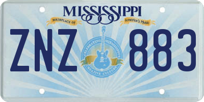 MS license plate ZNZ883