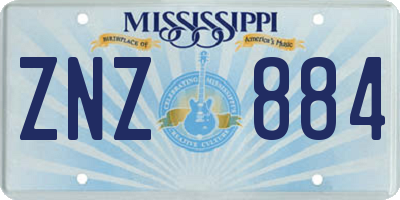 MS license plate ZNZ884