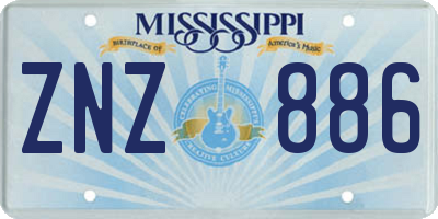 MS license plate ZNZ886