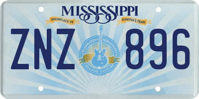 MS license plate ZNZ896