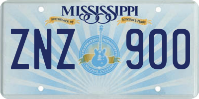MS license plate ZNZ900