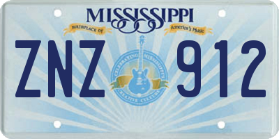 MS license plate ZNZ912