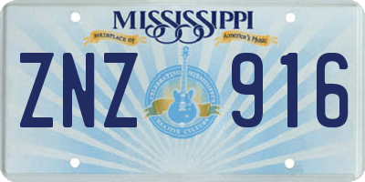 MS license plate ZNZ916