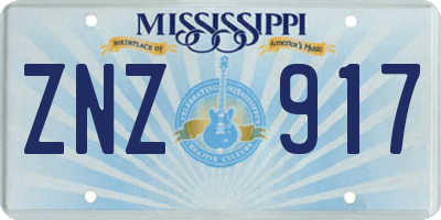 MS license plate ZNZ917