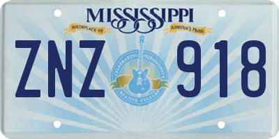MS license plate ZNZ918