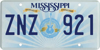 MS license plate ZNZ921