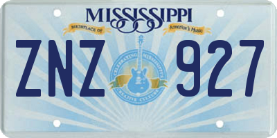 MS license plate ZNZ927