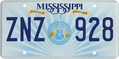 MS license plate ZNZ928