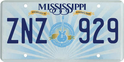 MS license plate ZNZ929