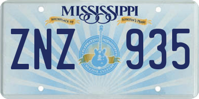 MS license plate ZNZ935