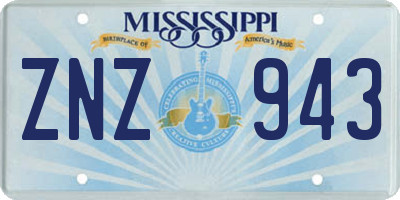 MS license plate ZNZ943