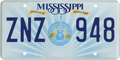 MS license plate ZNZ948