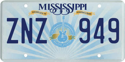 MS license plate ZNZ949