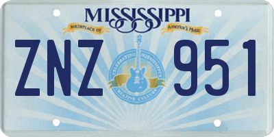 MS license plate ZNZ951