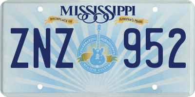 MS license plate ZNZ952