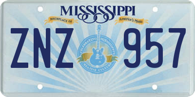 MS license plate ZNZ957