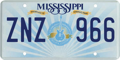 MS license plate ZNZ966