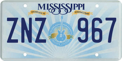 MS license plate ZNZ967