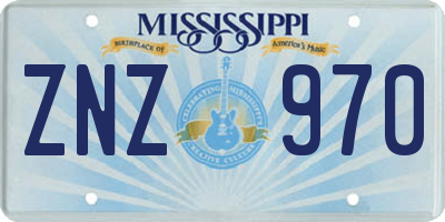 MS license plate ZNZ970