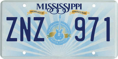 MS license plate ZNZ971
