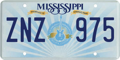 MS license plate ZNZ975