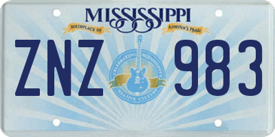 MS license plate ZNZ983