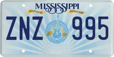 MS license plate ZNZ995