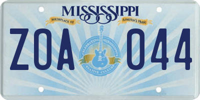 MS license plate ZOA044