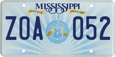MS license plate ZOA052