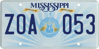 MS license plate ZOA053