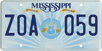 MS license plate ZOA059