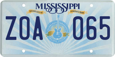 MS license plate ZOA065