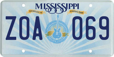 MS license plate ZOA069