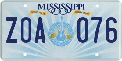 MS license plate ZOA076