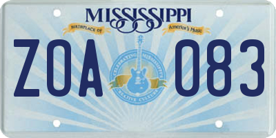 MS license plate ZOA083