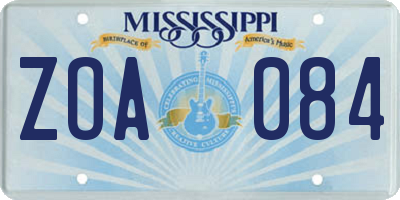 MS license plate ZOA084