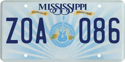 MS license plate ZOA086