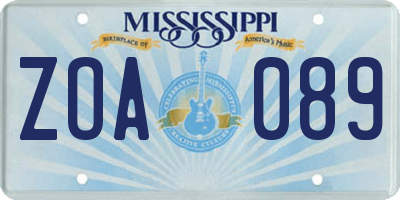 MS license plate ZOA089