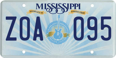 MS license plate ZOA095
